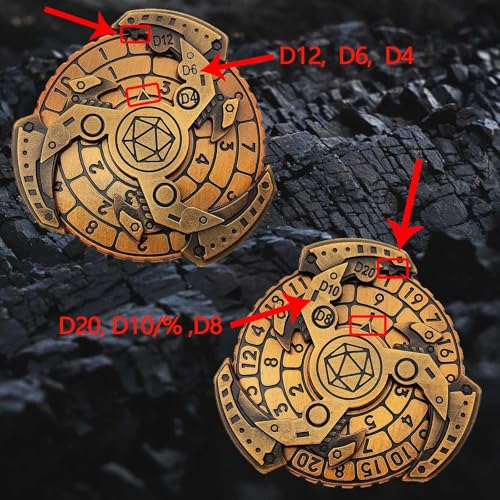 7-in-1 Spinner DND Dice Set, Rotate Metal Rotate Dungeons and Dragons DND Compass Dice, Cool RPG Role Playing Table Game Dice(Gold) - color: Mechanical -Gold