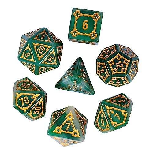 cusdie 7 Pcs 25mm Giant DND Dice with Dragon Eye Dice Bag, Polyhedral Dice Set, D&D Dice for Pathfinder RPG(Green) - color: Green