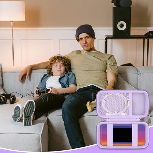 Supmay Hard Travel Case for My Arcade Data East Pocket Player, Portable Video Game System Handheld Game Protection Case with Mesh Pocket for Batteries and USB-C Cable, Purple - color: Purple