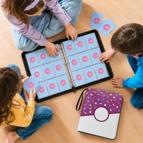 9 Pocket Card Binder 900 Card Holder Album, Purple Donut Trading Cards Holder Zipper Binder for Girl Teen Collection (Purple Donut, 900 Pocket) - color: Purple Donut, size: 900 Pocket