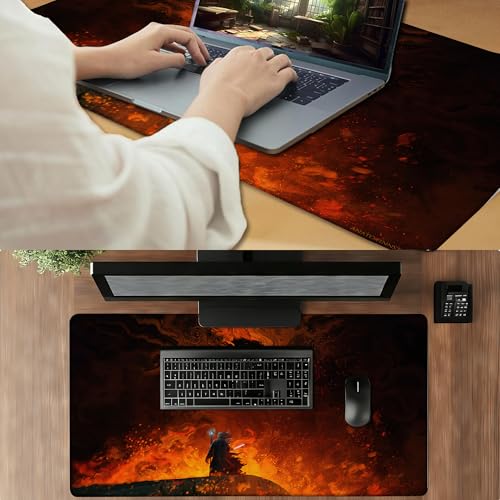 MTG Playmat TCG Card Game Mat Magic The Gathering Play Mat 24x14 Inch - color: Wizard Vs Flame Demon