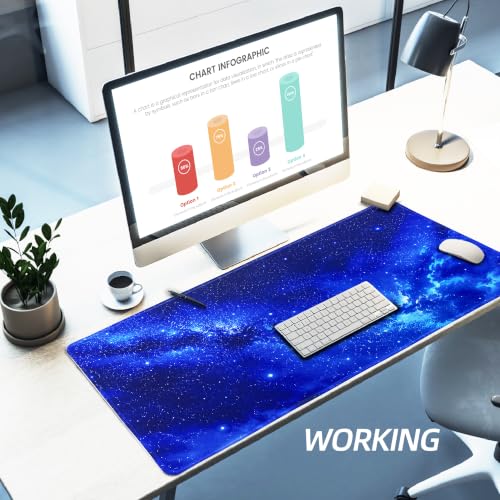 Noise Reduction Large Mouse Pad-70x30 Bluesky | Non-Slip Rubber Base 27.5x11.8IN Computer Desk Mat for PC,Mac,Laptop-Stitched Edges and Smooth Surface for Office,Home,Work - color: 70x30 Bluesky