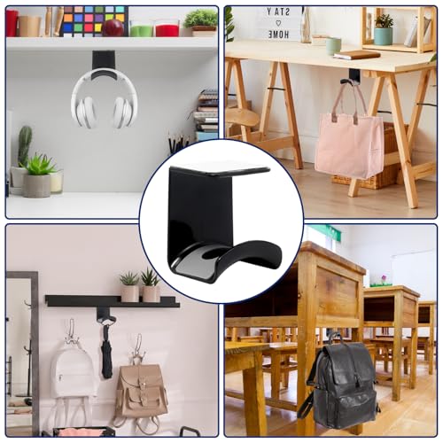 1Pcs Black ABS Plastic Headphone Stand Hanger, Hanging Headset Holder Hook Under Desk, Adhesive Earphones Hangers for Desk Headphone Hanger, Most Headphones and Controller - color: Black, size: Under Desk