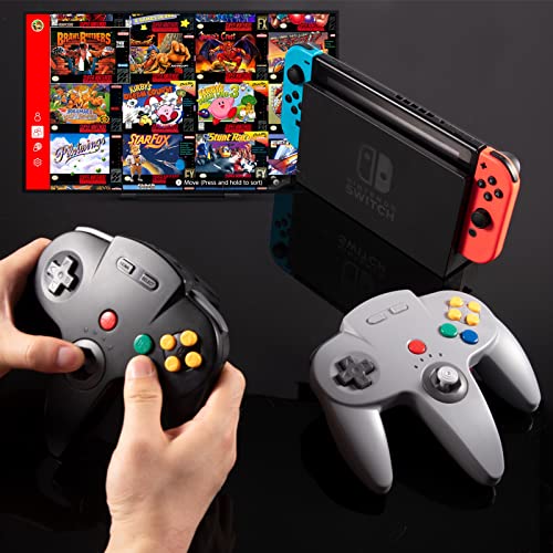 2 Pack Wireless N64 Controller for Switch 1 & 2, N64 Console, Clear Yellow | (Built-in Vibration) (Rechargeable) (3D Analog Stick), 2.4 GHz USB & N64 Receiver Made for Switch Online, Windows PC, macOS - color: Transparent Yellow