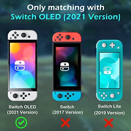 DLseego Cute Dog Switch OLED Protective Case Silicone Soft Cover Shockproof Pink Skin Joy Con Shell with 4PC Cat Claw Thumb Grips Caps