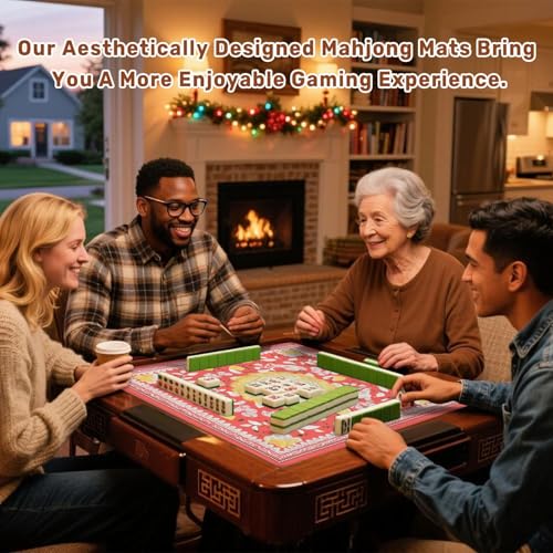 Mahjong Mat 31.5" x 31.5" Floral Mandala Design Bright Yellow Red Patterns Non-Slip Noise Reduction Mahjong Tiles Table Cover for Dominoes Poker Card Board and Tile Games - color: Color14