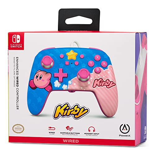 PowerA Enhanced Wired Controller for Nintendo Switch - Kirby, Gamepad, game controller, wired controller, officially licensed - color: Kirby