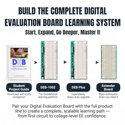 DEB-1002 Solderless Circuit Prototyping for Electrical Engineering Students | 20 Logic IC Chips, 140-Piece Solid Core Wiring, Self-Contained Platform Designed, Hands-On STEM College Prep Learning System