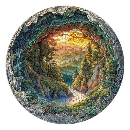 1000 Piece Puzzle for Adults, 3D Visual Cave Forest Jigsaw Puzzles for Adult, 26.6 x 26.6in 1000 Pieces Flat Puzzle, Christmas Birthday Party Home Decor Gifts for Family Friends