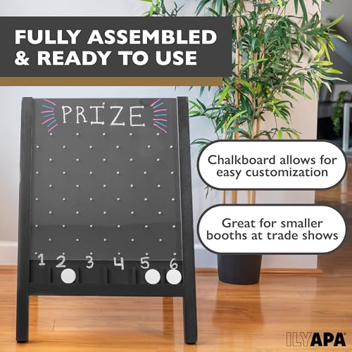 Ilyapa Prize Drop Board, 21x30 in - Penny Drop Game, Chalkboard Sign | Wooden A-Frame Chalkboard Sign, Includes 8 Coin Drop Discs & Eraser - For Trade Shows & Events - color: Black, size: 21x30