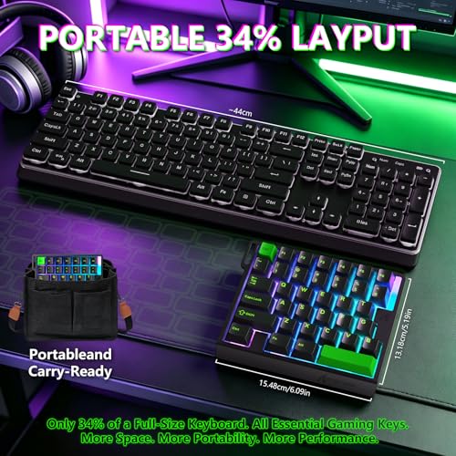 ATTACK SHARK M36 HE One-Handed Magnetic Switch Keyboard, 8000Hz Polling, Hot-Swappable, High-Precision 0.01mm, 36 Keys Wired Keypad with RGB Backlit, C01 Ultra Led Aviator Cable-Green - color: Fluorescent Green