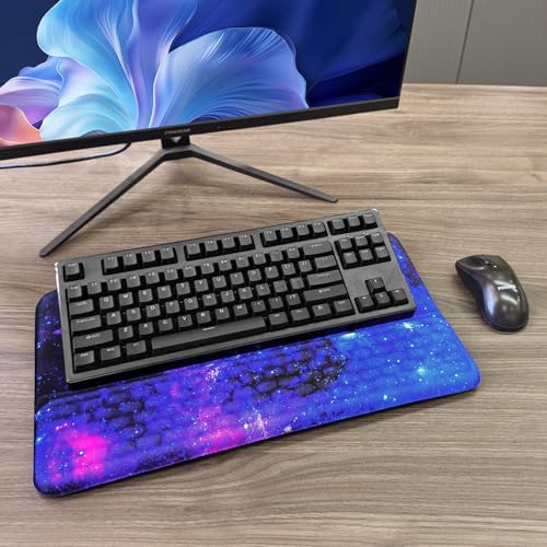 Computer Keyboard Stand with Wrist Rest, Ergonomic Tilted Keyboard Holder - Keyboard Riser with Wrist Pad - Keyboard Tray Support for Office Home - Black Starry Night - color: Keyboard Stand-black Starry Night