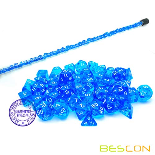 Bescon 49pcs Gem Blue Mini Polyhedral Dice Set in Long Tube, Sapphire Mini for Dungeons and Dragons RPG Dice 7X7pcs, Long Stick Set - color: 7x7 49pcs Gem Blue Tube