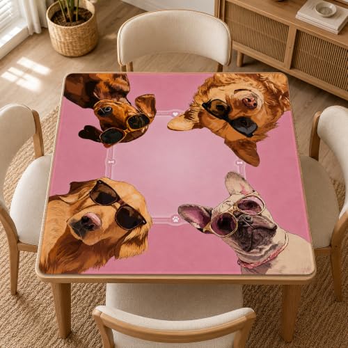 Funny Dog Mahjong Mat for Table Non-Slip Noise Reduction Gaming Mats with Carrying Bag, American Mahjong Table Cover for Poker Board Card Games Dominoes, 31.5” x 31.5” - color: Funny Dog