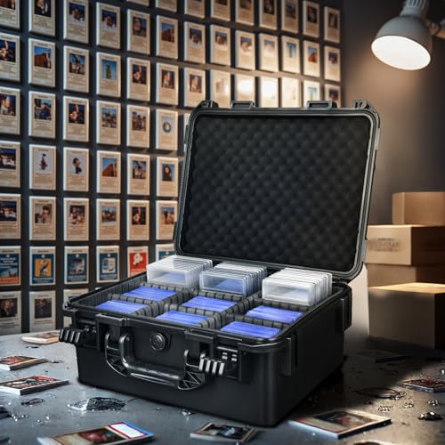 Graded Card Case Storage Box: Fits Toploader Trading Sport Maggnetic Cards | Waterproof with Adjustable 6 Foam Dividers for PSA BGS SGC Sports Card, Card Box Holders 500+ Top Loaders, 120+Magnetic