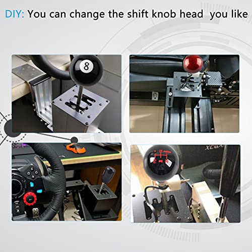 Htostar Racing PC USB Simulator Racing Shifter Compatible with G29 G27 G25 G920 T300RS/GT Steering Wheel Sequential H Gear Shifter Compatible with ATS ETS Dust WRC Sim Racing Games 6+R Black