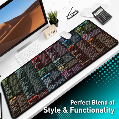 Pixiecube Linux Commands Line Mouse pad - Extended Large Cheat Sheet Mousepad. Shortcuts to Kali/Red Hat/Ubuntu/OpenSUSE/Arch/Debian/Unix Programmer. XXL Non-Slip Gaming Desk mat - color: Linux, size: 31.5L x 11.8W inches