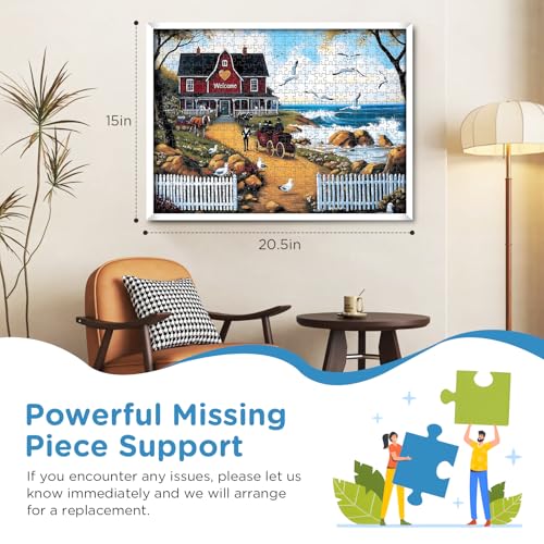 Jigsaw Puzzles for Adults 500 Pieces, Seagull Carriage Thick Cardboard Adult Puzzles, Challenging Yet Relaxing Adult Puzzles 500 Pieces, Glossy Sturdy Vibrant Puzzle Great Gift for Family Friends - style: Seagull