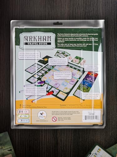 CrowD Games | Arkham Travel Guide | 1-4 Players | Ages 14 and up | Roll and Write | Tourism Game | Cozy Route Charting Puzzle | Creepy Lovecraft | Average Playtime 30 min