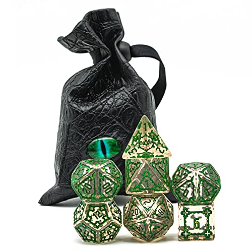 cusdie 7 Pcs 25mm Giant DND Dice, Polyhedral Dice Set, D&D Dice for Pathfinder RPG(Transparent Green) - color: Transparent Green