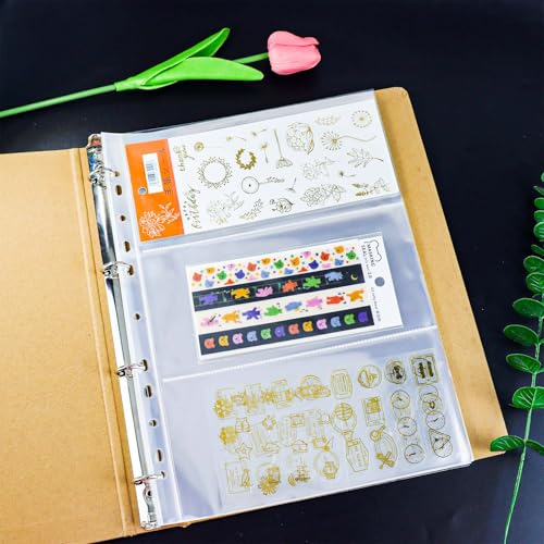 Mogoostry A4 Clear Sheet Protectors 3 Pocket Binder Sleeves 20 Sheets 11 Holes Side Open Banknote Protector Currency Collection Page Protector - color: 3-pocket