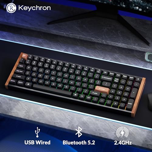 Keychron K4 HE 96% Wireless Hall Effect Keyboard with Number Pad, Rapid Trigger Magnetic Switches, QMK Launcher, 2.4GHz/Bluetooth/Wired, Mac & Windows, Wood Accent Frame, Black (Non-Shine-Through) - color: Special Edition Black
