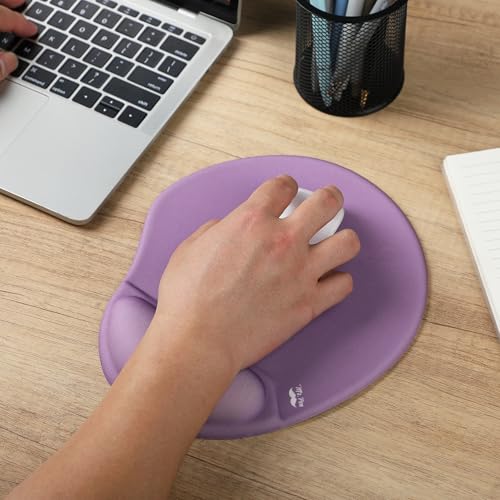 Mr. Pen- Ergonomic Mouse Pad with Wrist Rest | Purple Breathable Fabric with Memory Foam Cushion, Non-Slip Rubber Base, Gel Mouse Pad with Wrist Support - color: Purple