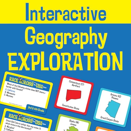 University Games, Scholastic Race Across the USA Board Game , Geography Learning Game for Kids and Families, for 2 to 4 Players Ages 8 and Up