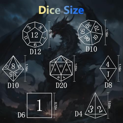 Golden Ring DND Dice Set, 7pcs D&D Polyhedral Sharp Edge Resin Dice with Box, Rings Dice Set for Role Playing Dungeons and Dragons, Playing Games for D and D MTG RPG Table Game Gifts (Blue) - color: Ring Blue, style: Ring