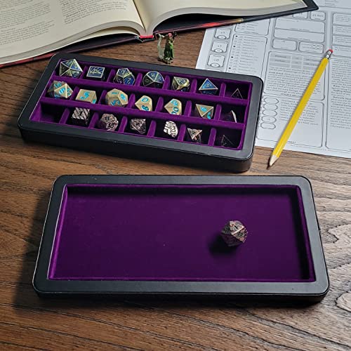 Forged Dice Co. Reliquary Large Divided Case With Tray for Polyhedral Sets - 21 Felt-Lined Chambers - Magnetic Lid Closure - Metal Storage Box - Purple - color: Purple