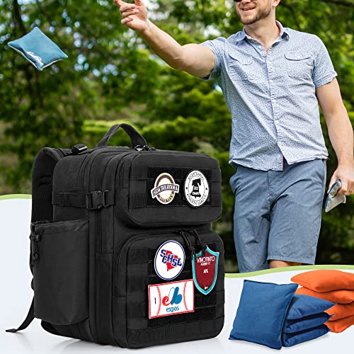 DSLEAF Cornhole Backpack for 16-24 Beanbags, Cornhole Bag with Extra Pocket | Well-organized Main Space with Dividers, Padded Shoulder Strap and Cushioned Lumbar for Comfort