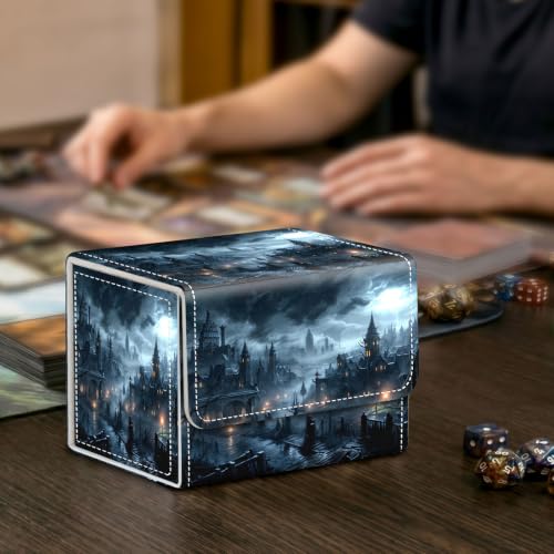 Card Deck Box for MTG Trading Cards with Magnetic Closure,Premium Card Storage Box Case Cover for TCG CCG Magic Cards,Fantasy Castle - color: Fantasy Castle