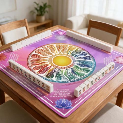 Pittera Mahjong mat for Table/31.5lnch/American Mahjong Table Cloth with Rules mats with Drawstring Bag,Noise ReductionAnti-Slip Game mat for Table,for Mahiona/PokerBoard Games/Card Games (Purple) - color: Purple Gradient