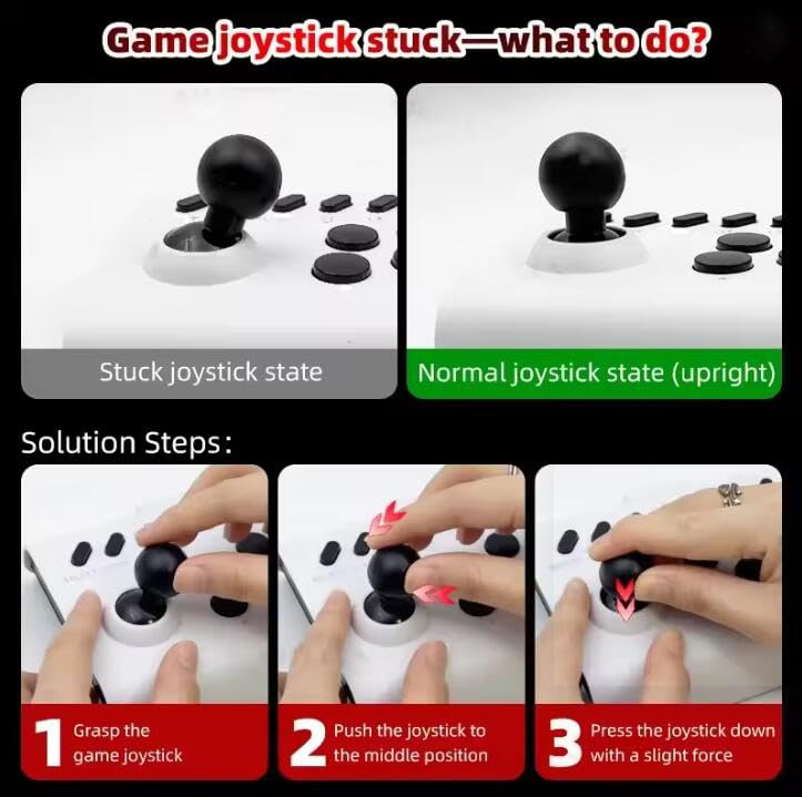 Melody Sophia Wireless Arcade Fight Stick Joystick for PS4 PS3 Switch PC Mini Retro Game Joystick Fighting Controller (Black Red) - color: Black Red