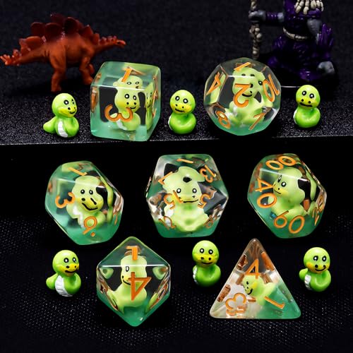 Snake DND Resin Dice Set, Polyhedral D&D Snake Dice Inclusion Dice for Dungeons and Dragons MTG RPG - color: Snake