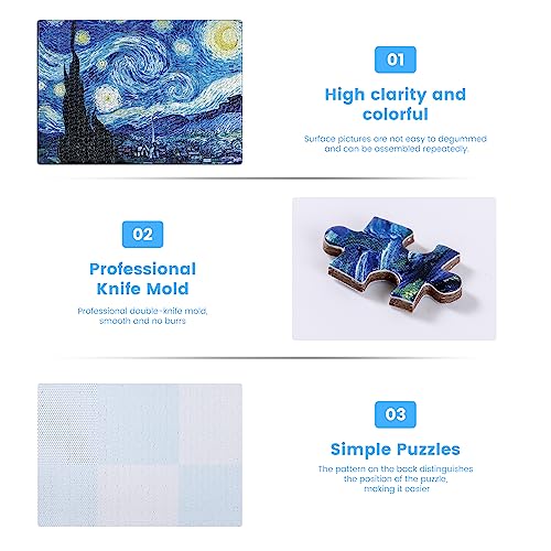 Puzzle for Adults 1000 Pieces Van Gogh Starry Night Puzzle Artwork Jigsaw Puzzle Family Game (28''x 20'') - color: Starry Night(van Gogh)