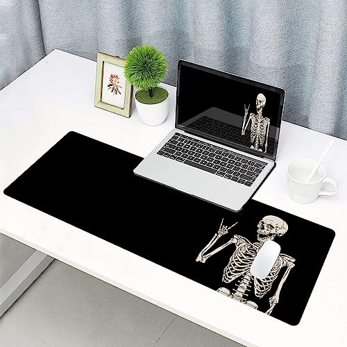 Gaming Mouse Pad, Large Mouse Pads for Desk, Non-Slip Rubber Base Mousepad, Keyboard Mouse Mat, Desk Pad with Stitched Edges, 31.5x11.8 inch Black Human Skeleton - color: 01 Black Human Skeleton