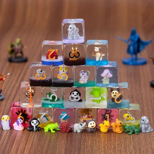 DND Mushroom Resin Dice Set, Polyhedral Dice for Dungeons and Dragons, RPG, MTG D&D 7-DIE (D4, D6, D8, D10, D12, D20, D%) - color: Blue Mushroom