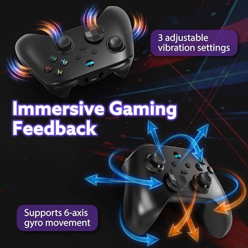 Fosmon 2.4G Wireless Gaming Controller with Hall Effect Triggers For PC | Bluetooth Pro Controller with USB Dongle and Programmable Buttons for Switch 2/1/Lite/OLED/Windows PC/Steam Deck/Android/iOS - color: Midnight Black