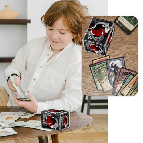 Strong Magnet Case Mtg Deck Box Tcg Up to 200 Cards Creative Pattern Trading Card Storage Box for Collectible Card Games, Black And White Koi - color: Black And White Koi