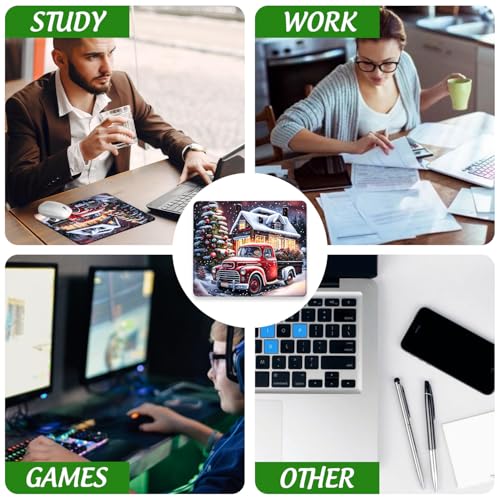 Chrismas Mouse Pad Joyful Celebrations Square Mouse Pads with Stitched Edge, Computer Mousepad with Non-Slip Rubber Base for Computer Laptop Office Desk Accessories 9.5x8 Inches - color: Joyful Celebrations 01