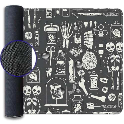 Human Skeleton Medical Mouse Pad,Large X Ray Mousepad Desk Pad with Stitched Edges,Non-Slip Waterproof Rubber Base Mouse Mat for Office Computer Keyboard Laptop Home 27.5x11.8 in - color: X-Rays