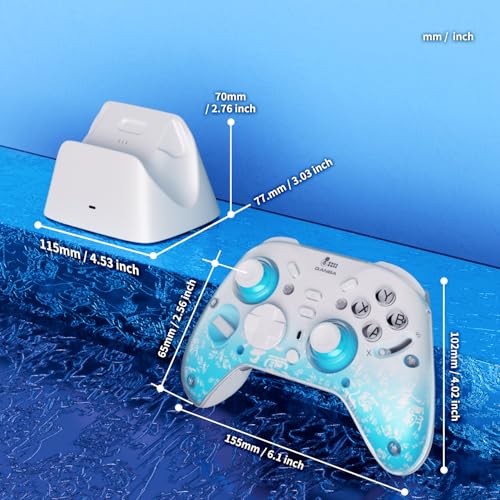 Qanba Phantom Multi-Mode Smart Wireless Controller for Windows PC and Android and iOS and TV,PC Controller With Hall-Effect Joysticks,Tri-Mode Connection (2.4G/Bluetooth/Wired), 1000Hz Polling Rate, Dual Vibration Motors, 6-Axis Gyro, Programmable Back Bu