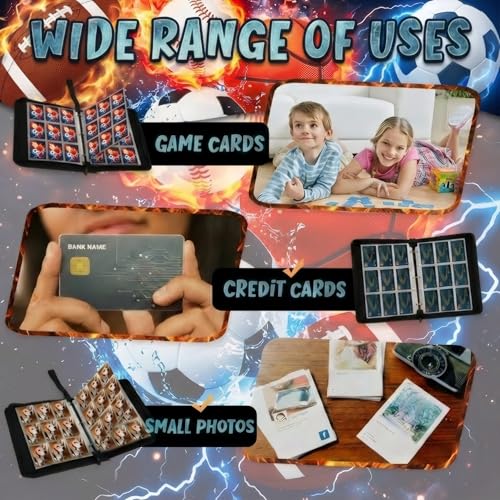 Trading Card Binder 9 Pocket, Card Binder Holds 900 Cards with 50 Removable Sleeves, Waterproof PU Leather with Zipper Card Collector Album Book Compatible with TCG Cards - color: Ball