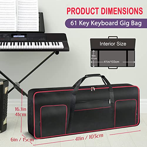 Ruibo 61 Key Keyboard Gig Bag Case,Portable Durable Keyboard Piano Waterproof 600D Oxford Cloth with 10mm Cotton Padded Case Gig Bag 40"x16"x6" - color: Black