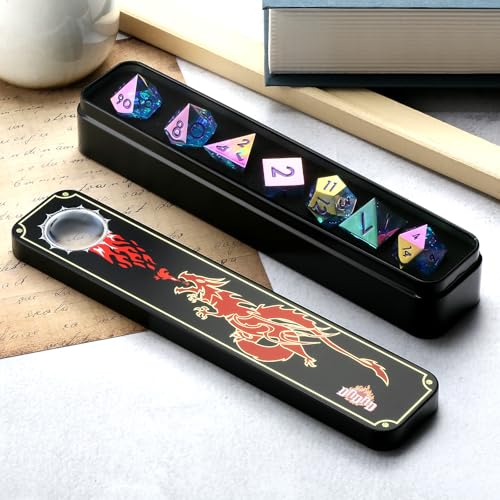 Iridescent Plating DND Dice, DNDND Handmade Resin Sharp Edge D&D Die with Gift Case for Dungeons and Dragon Tabletop Games (Iridescent Plating Green & Blue) - color: Iridescent Green and Blue