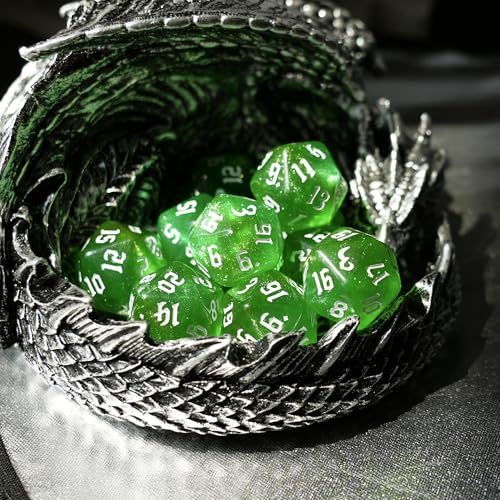 10PCs D20 Polyhedral Dice Set 22mm for DND RPG MTG Dungeons and Dragons Dice (Green) - color: Green