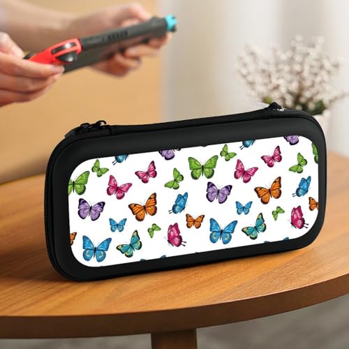 PPIKTC Portable Hard Shell Case Compatible with Nintendo Switch, Shockproof Game Console Holder Bag with Carrying Straps, Beautiful Butterfly - color: Design (202)