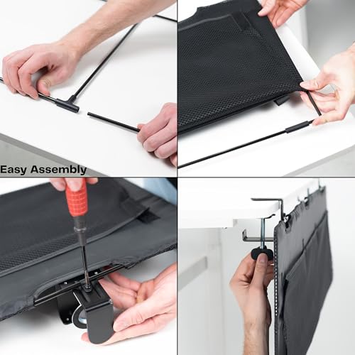 VIVO Black Clamp-on 60 inch Desk Cable Management Sleeve, DESK-SKIRT-60P | Privacy Desk Skirt, Cable Organizer, Wire Hider Kit Panel System - size: 60" Panel