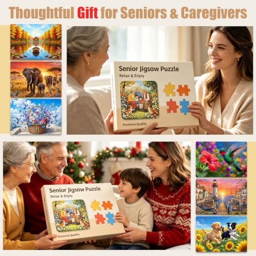 6 Packs 50 Large Piece Puzzles for Seniors with Dementia, Alzheimer’s Products and Activities for Elderly Adults, Cognitive Game Gift for Patients in Nursing Home - style: vegetable